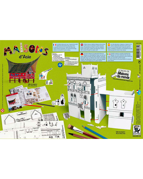 Mitik Le Case dell'Asia - Cartoncino 90% Riciclato (da montare senza bisogno di colla o forbici!) Kit Fai Da Te