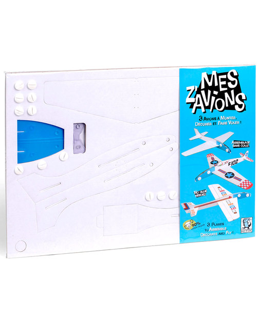 Mitik Mes Z'Avions - Aerei di Cartone da Costruire Cartoncino 90% Riciclato (senza bisogno di colla o forbici!) Kit Fai Da Te