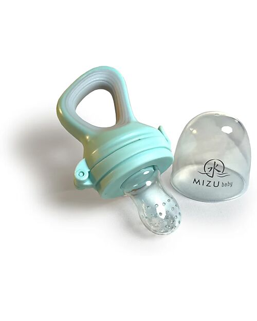 Mizu Baby Mangiafrutta Kaori- Verde Acqua - in Silicone - Con Blocco di Sicurezza e Impugnatura Ergonomica Porta Merenda