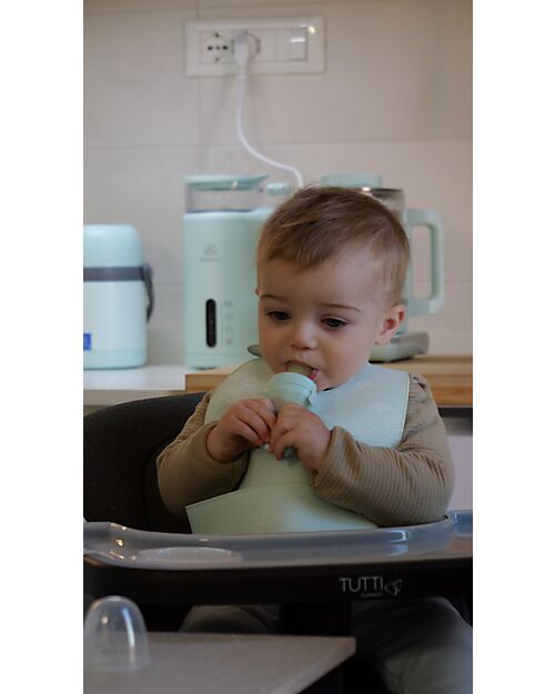 Mizu Baby Mangiafrutta Kaori- Verde Acqua - in Silicone - Con Blocco di Sicurezza e Impugnatura Ergonomica Porta Merenda