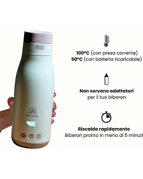 Mizu Baby Thermos Doppia Alimentazione Yume Evolution - Azzurro- Il Primo Scaldabiberon Portatile Ideale per Latte Liquido e Artificiale Contenitori Termici