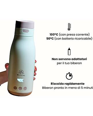 Mizu Baby Thermos Doppia Alimentazione Yume Evolution - Azzurro- Il Primo Scaldabiberon Portatile Ideale per Latte Liquido e Artificiale Contenitori Termici