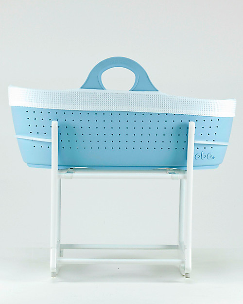 Moba OUTLET Set MOBA Cesta per Neonati Beige + Copri Materassino 100% Cotone + Piedistallo Ninna Nanna per Cesta per Neonati Moba, Legno bianco - Compatibile con altre ceste! - Pezzo di Showroom Culle e Ceste