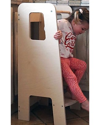 Moblì Torre Montessoriana ùlly Natural con Pedana Removibile - Legno di betulla senza vernici o solventi Torri Montessori