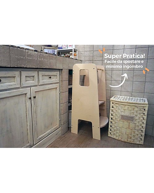 Moblì Torre Montessoriana ùlly Natural con Pedana Removibile - Legno di betulla senza vernici o solventi Torri Montessoriane_