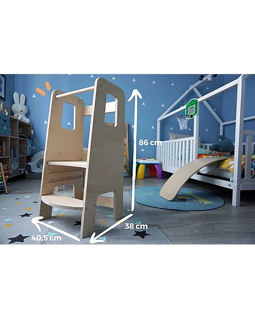 Moblì Torre Montessoriana ùlly Natural con Pedana Removibile - Legno di betulla senza vernici o solventi Torri Montessoriane_