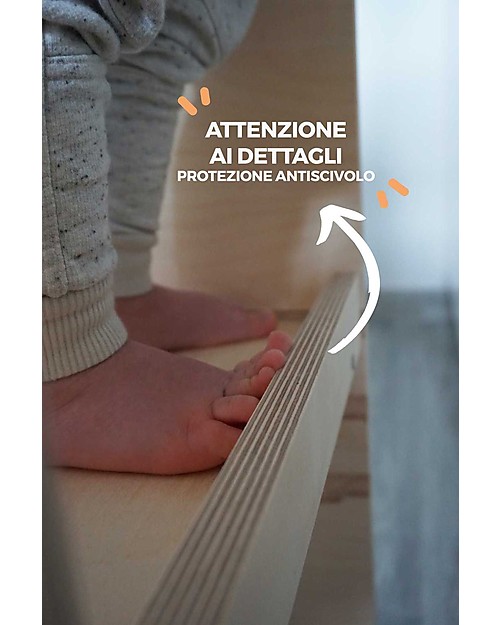 Moblì Torre Montessoriana ùlly Natural con Pedana Removibile - Legno di betulla senza vernici o solventi Torri Montessoriane_