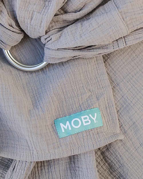 Moby Wrap Fascia Portabebè ad Anelli - 100% Cotone a Doppia Garza - Grigio Fasce Portabebé