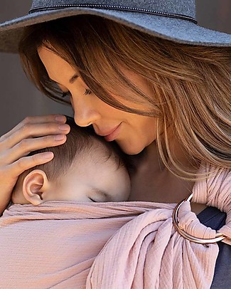 Moby Wrap Fascia Portabebè ad Anelli - 100% Cotone a Doppia Garza - Rosa Cipria Fasce Portabebé