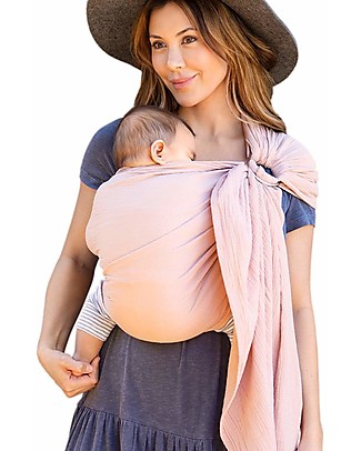 Moby Wrap Fascia Portabebè ad Anelli - 100% Cotone a Doppia Garza - Rosa Cipria Fasce Portabebé_