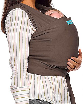 Moby Wrap Fascia Portabebè Classic in Puro Cotone - Facilissima da indossare! - Cioccolato Fasce Portabebé