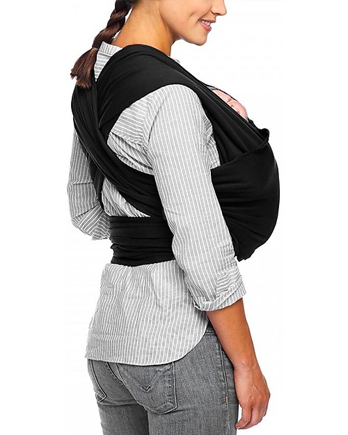 Moby Wrap Fascia Portabebè Classic in puro cotone - Facilissima da indossare! - Nero Fasce Portabebé