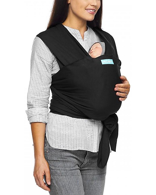 Moby Wrap Fascia Portabebè Classic in puro cotone - Facilissima da indossare! - Nero Fasce Portabebé