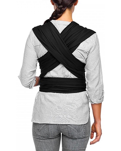 Moby Wrap Fascia Portabebè Classic in puro cotone - Facilissima da indossare! - Nero Fasce Portabebé