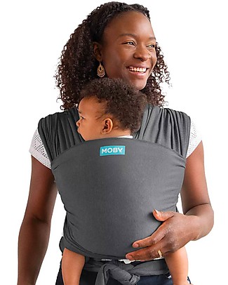 Moby Wrap Fascia Portabebè Elements - Morbida come una piuma e facilissima da indossare -Asfalto Fasce Portabebé