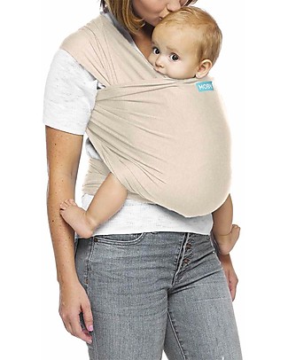 Moby Wrap Fascia Portabebè Evolution - Morbidissima e Facile da indossare - Mandorla Fasce Portabebé