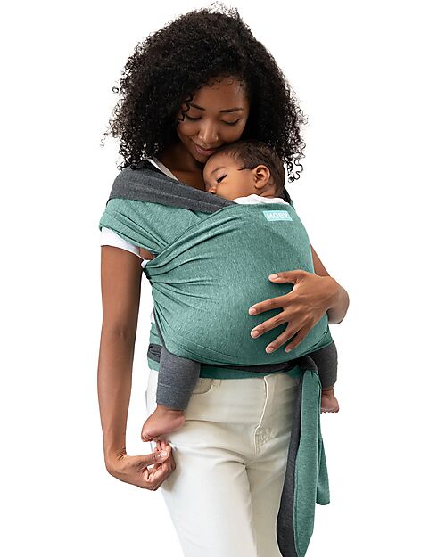Moby Wrap Fascia Portabebé 2-in-1 Reversibile - Facilissima da indossare - Giada e Grigio Fasce Portabebé
