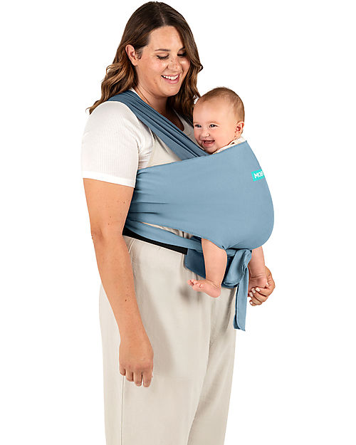 Moby Wrap Fascia Portabebé Easy in puro cotone - Facilissima da indossare - Azzurro Fasce Portabebé