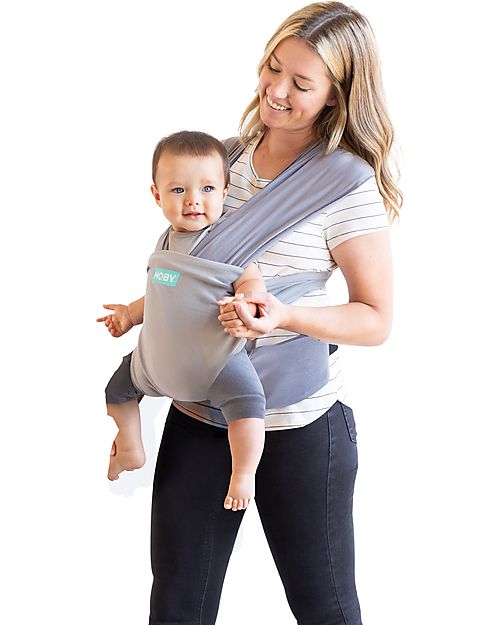 Moby Wrap Fascia Portabebé Easy in puro cotone - Facilissima da indossare! - Grigio Perla Fasce Portabebé