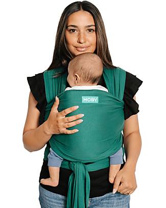 Moby Wrap Fascia Portabebé Evolution in puro cotone - Facilissima da indossare - Emerald Fasce Portabebé