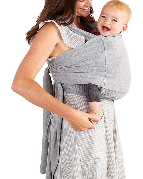 Moby Wrap Fascia Portabebé Fit Ibrida in puro cotone- Si indossa come una t-shirt! - Grigia Fasce Portabebé