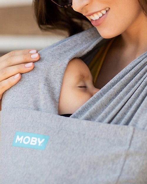 Moby Wrap Fascia Portabebé Fit Ibrida in puro cotone- Si indossa come una t-shirt! - Grigia Fasce Portabebé