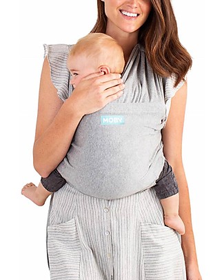 Moby Wrap Fascia Portabebé Fit Ibrida in puro cotone- Si indossa come una t-shirt! - Grigia Fasce Portabebé_