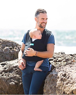 Moby Wrap Fascia Portabebé Fit Ibrida in puro cotone- Si indossa come una t-shirt! - Nero Fasce Portabebé