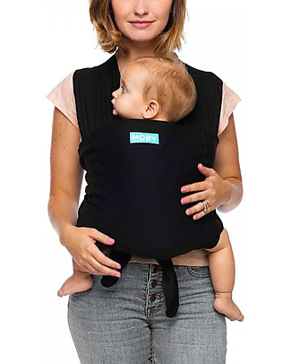 Moby Wrap Fascia Portabebé Fit Ibrida in puro cotone- Si indossa come una t-shirt! - Nero Fasce Portabebé_