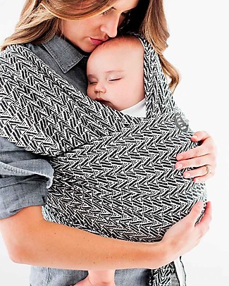Moby Wrap Petunia Pickle Bottom per Moby - Fascia Portabebè Evolution - Morbida e Facile da indossare - Motivo Geometrico Bianco e Nero Fasce Portabebé