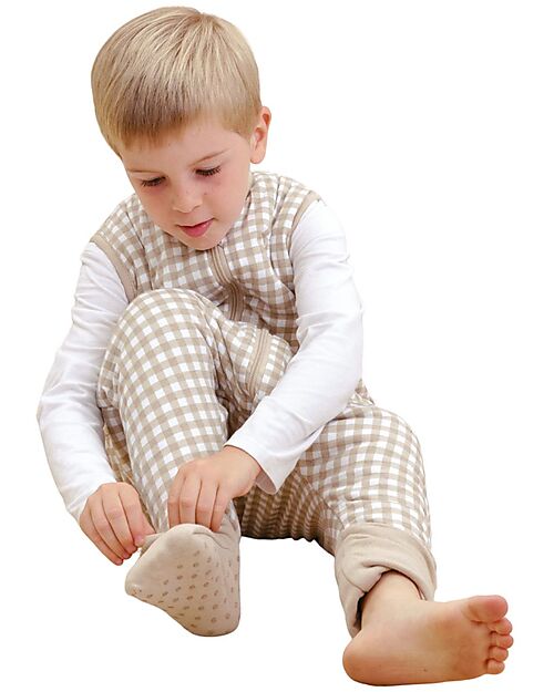 molis&co Sacco Nanna con Piedini e Calzini Antiscivolo Incorporati - Vichy Beige - TOG 2.5 - 2 anni (80-90 cm) Sacchi Nanna