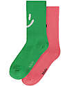 Molo Calzini Lunghi Norman con Smile - Verde e Rosa - Cotone Calzini