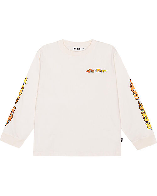 Molo Maglia Maniche Lunghe Rube - On Fire - Panna - 100% Cotone Bio Felpe