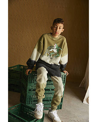 Molo Pantaloni da Tuta - Nero Bianco Verde - 100% Cotone Bio GOTS Pantaloni Lunghi