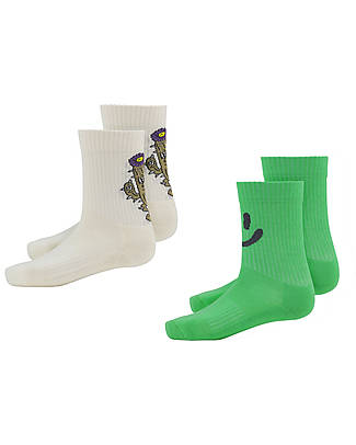 Molo Set 2 Paia di Calzini - Fresh - Bianco e Verde - Cotone Oeko-Tex Calzini