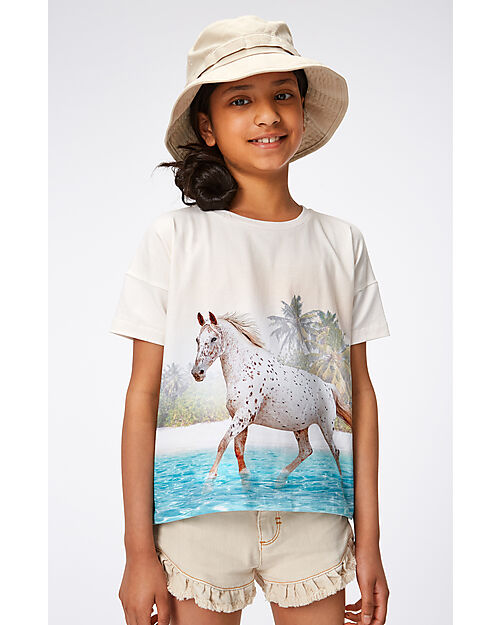 Molo Shorts in Denim Agnetha - Crema - Orlo con Volant Pantaloni Corti