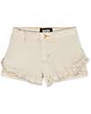 Molo Shorts in Denim Agnetha - Crema - Orlo con Volant Pantaloni Corti