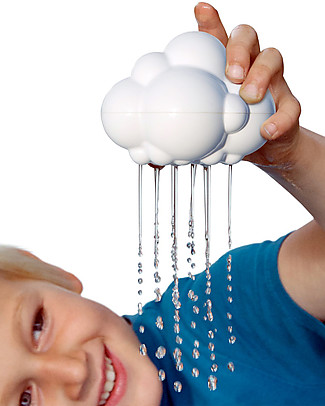 Moluk Nuvola della Pioggia Pluï Rain Cloud- Bianco - Gioco per il Bagnetto (senza BPA, ftalati, lattice) Giochi da Spiaggia