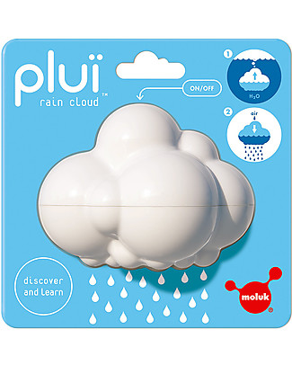 Moluk Nuvola della Pioggia Pluï Rain Cloud- Bianco - Gioco per il Bagnetto (senza BPA, ftalati, lattice) Giochi da Spiaggia