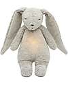 Moonie Coniglietto con Lucina da Notte e Rumori Rosa - Grigio - Certificato GOTS e Oeko-Tex Peluche