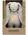 Moonie Coniglietto con Lucina da Notte e Rumori Rosa - Grigio - Certificato GOTS e Oeko-Tex Peluche