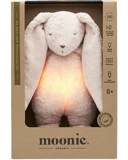Moonie Coniglietto con Lucina da Notte e Rumori Rosa - Rosa - Certificato GOTS e Oeko-Tex
 Peluche