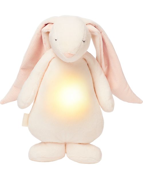 Moonie Coniglietto con Lucina da Notte e Rumori Rosa - Rosa Cipria - Certificato GOTS e Oeko-Tex Lampade da Notte