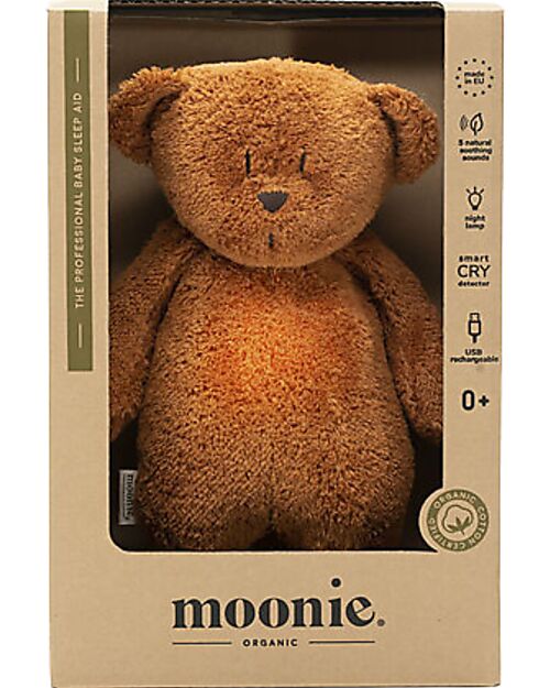 Moonie Peluche con Lucina da Notte e Rumori Rosa - Caramello - Certificato GOTS e Oeko-Tex Peluche