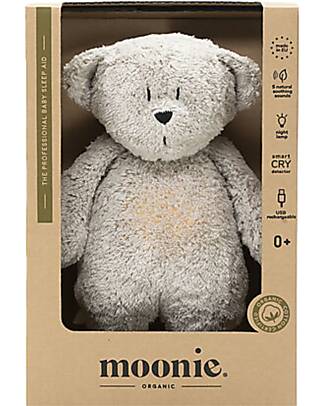 Moonie Peluche con Lucina da Notte e Rumori Rosa - Grigio - Certificato GOTS e Oeko-Tex Peluche