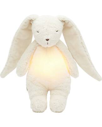 Moonie Peluche Coniglietto 2.0 con Suoni Naturali, Musica Classica e Luce Regolabile - Bianco Polare - Certificato GOTS e Oeko-Tex Lampade da Notte