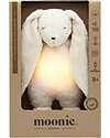 Moonie Peluche Coniglietto 2.0 con Suoni Naturali, Musica Classica e Luce Regolabile - Bianco Polare - Certificato GOTS e Oeko-Tex Lampade da Notte