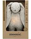 Moonie Peluche Coniglietto 2.0 con Suoni Naturali, Musica Classica e Luce Regolabile - Grigio - Certificato GOTS e Oeko-Tex Lampade da Notte