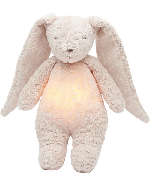 Moonie Peluche Coniglietto 2.0 con Suoni Naturali, Musica Classica e Luce Regolabile - Rosa - Certificato GOTS e Oeko-Tex Lampade da Notte