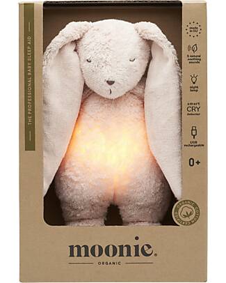 Moonie Peluche Coniglietto 2.0 con Suoni Naturali, Musica Classica e Luce Regolabile - Rosa - Certificato GOTS e Oeko-Tex Lampade da Notte